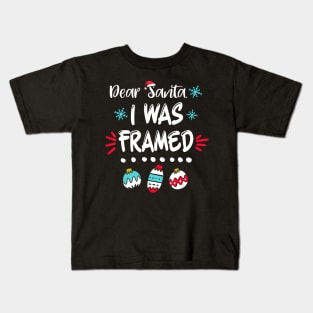 Dear Santa I Was Framed Christmas Pajama Men Women Kids T-Shirt